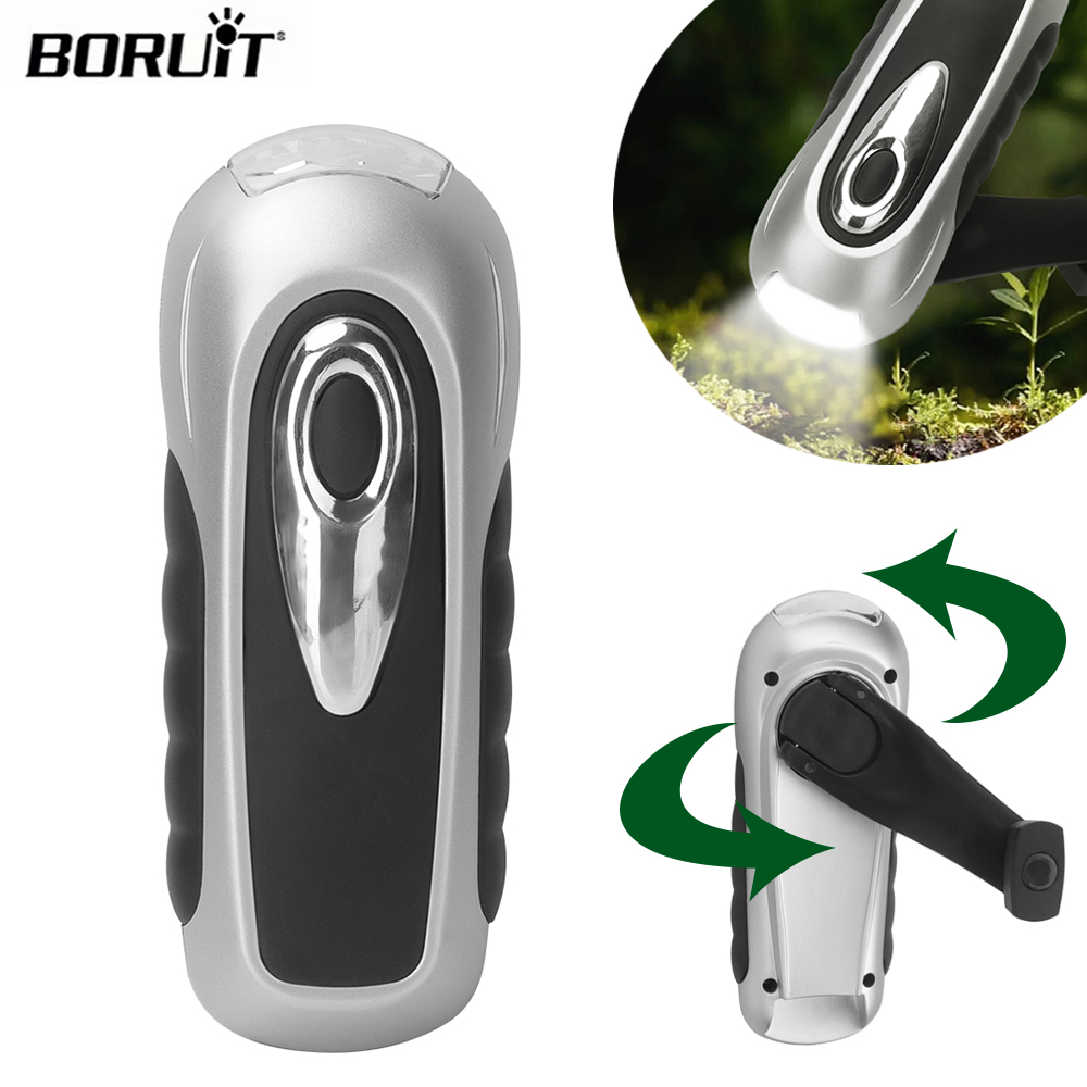 Bike Dynamo Light - BORUIT LED Flashlight Hand Crank Dynamo