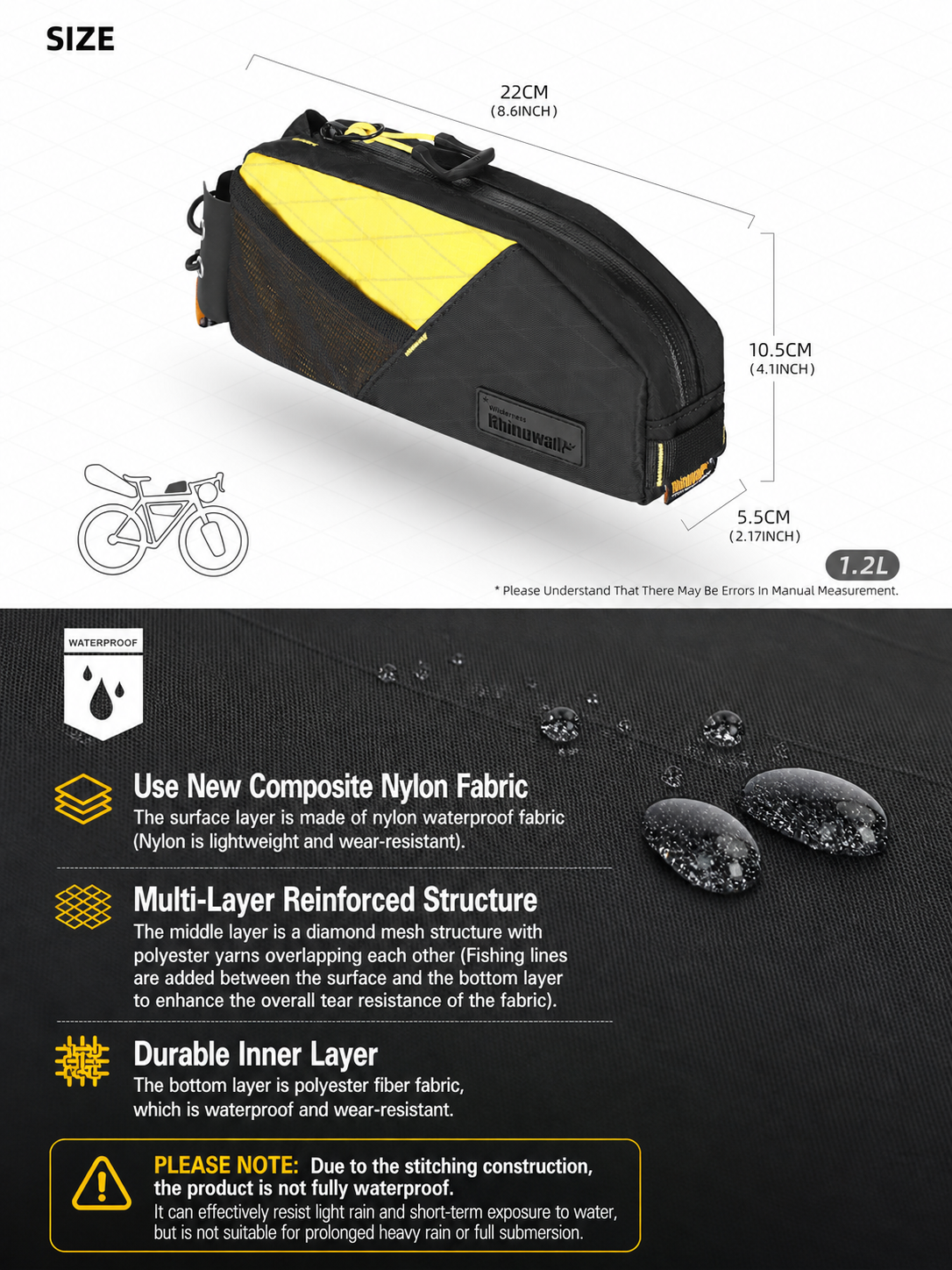Rhinowalk Bike Top Tube Bag 1. - Cycling Gear Storage recensie en prijs